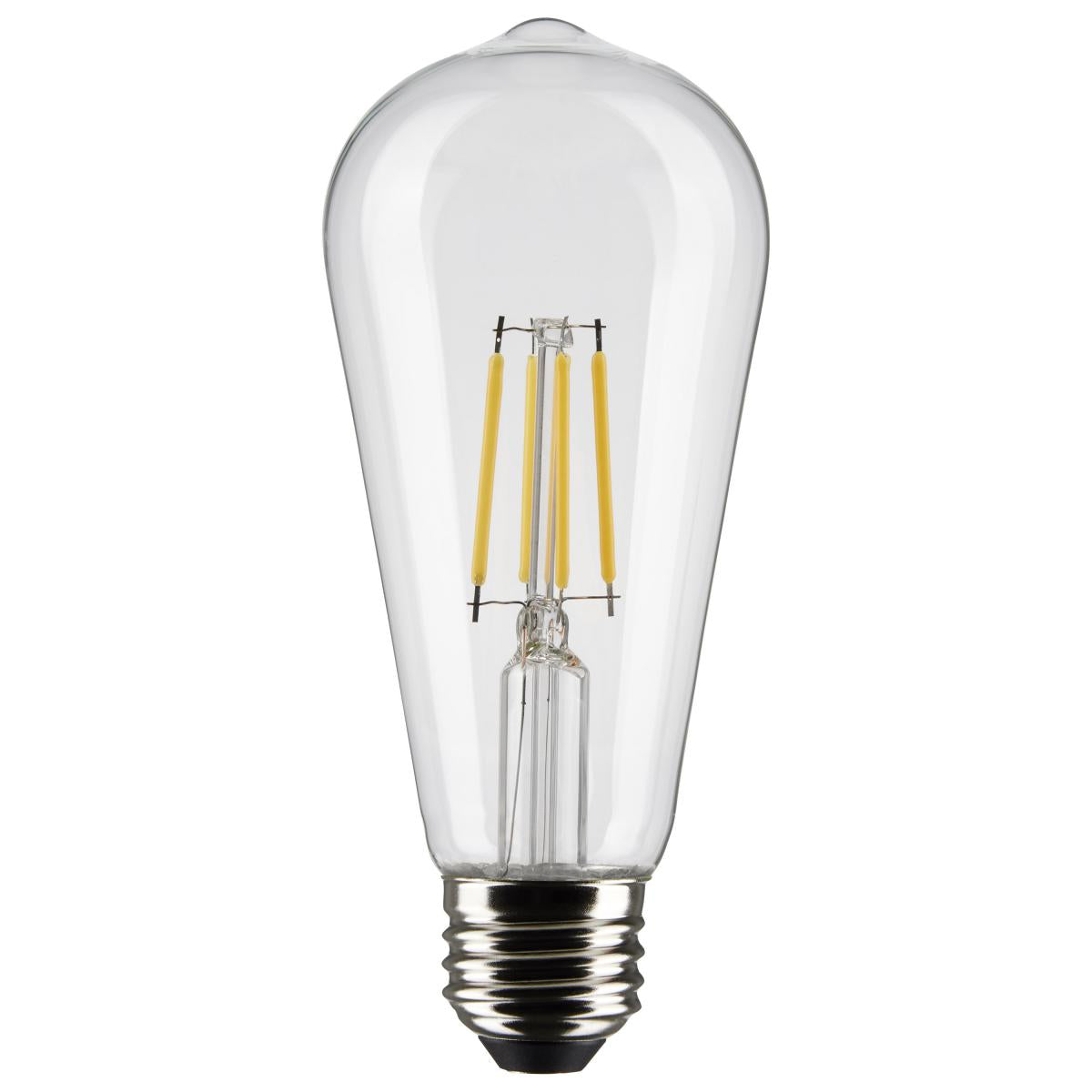 8W LED ST19 Filament Bulb, 800 Lumens, Dimmable E26 Base, 2700K-4000K, Clear, 15,000 Hour Life