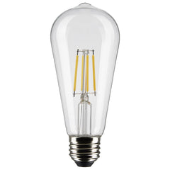 8W LED ST19 Filament Bulb, 800 Lumens, Dimmable E26 Base, 2700K-4000K, Clear, 15,000 Hour Life