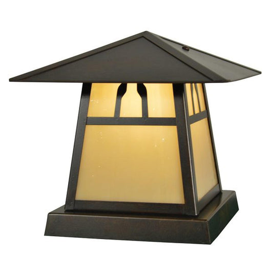 8″ Carmel Column Mount With Bungalow Overlay - CC-8BTN-BZ - Bronze by Arroyo Craftsman