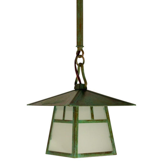 8″ Carmel Stem Hung Pendant With T-Bar Overlay - CSH-8TF-VP - Verdigris Patina by Arroyo Craftsman