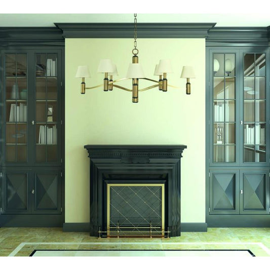 8-Light Antique Brass/Matte Black Accents Hampton Dining Chandelier - 5638 AB/MBLACK by Framburg