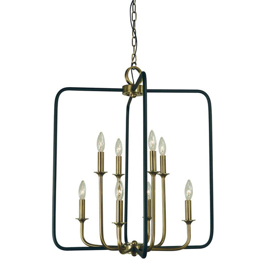 8-Light Antique Brass/Matte Black Boulevard Dining Chandelier - 4918 AB/MBLACK by Framburg
