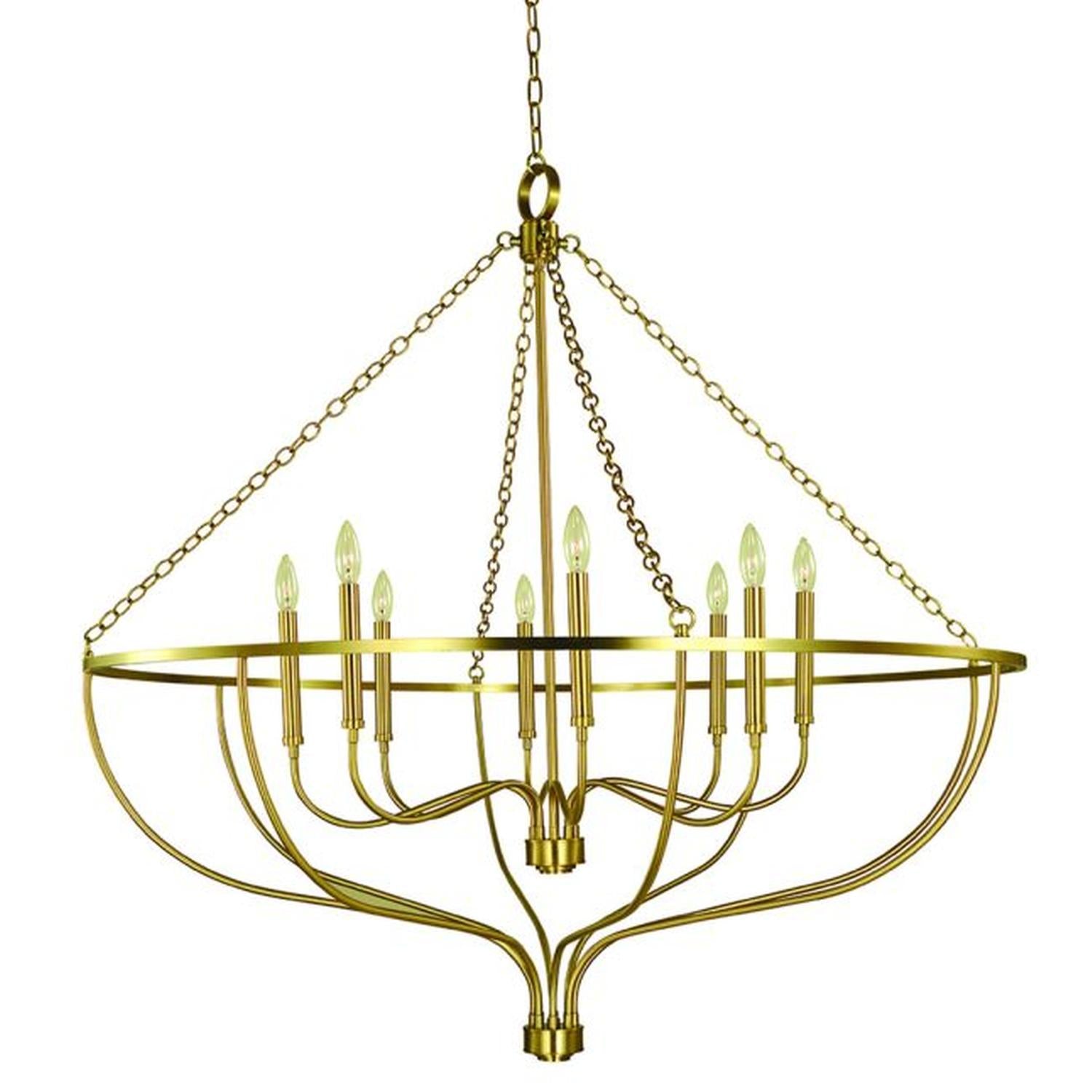 8-Light Brushed Brass Town Foyer Chandelier - 5688 BR by Framburg