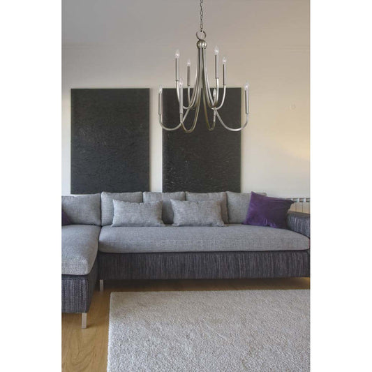 8-Light Brushed Nickel Alexandria Dining Chandelier - L1129 BN by Framburg