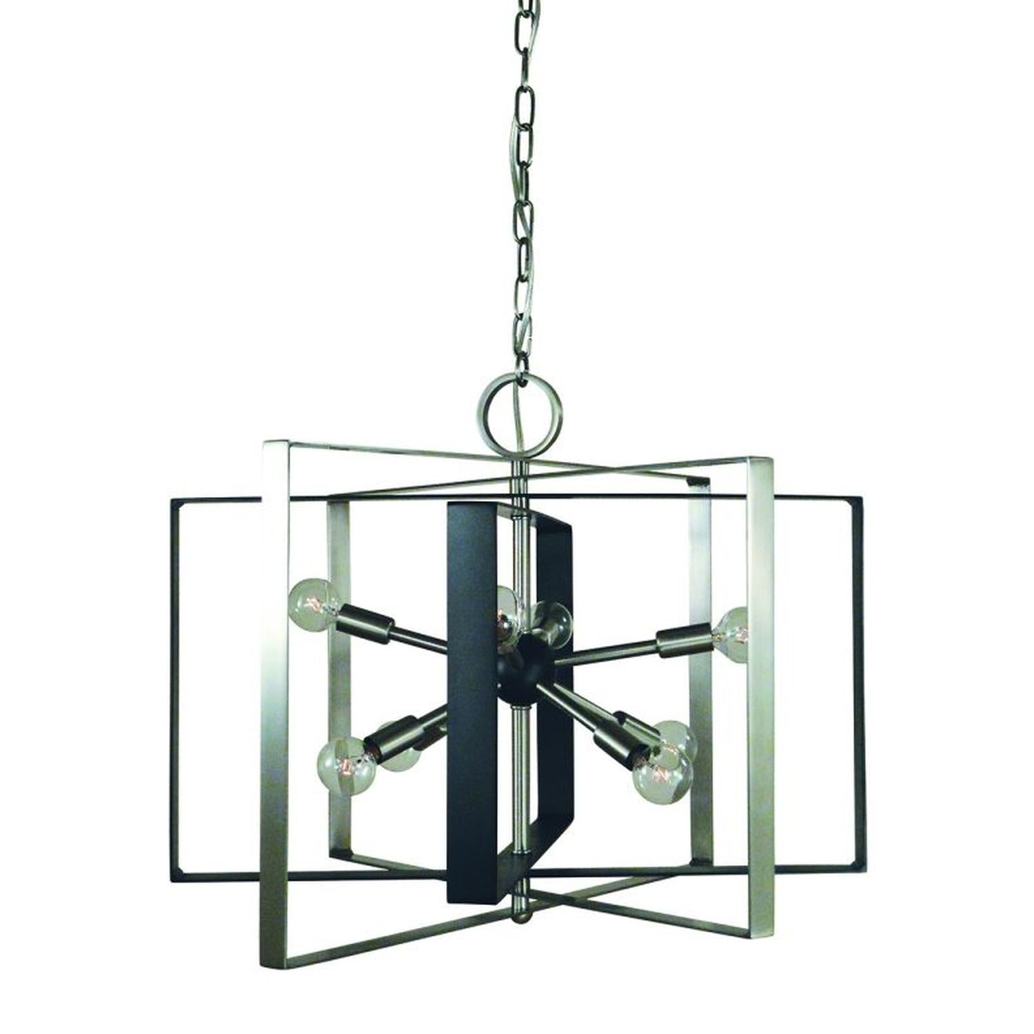 8-Light Brushed Nickel/Matte Black Interstellar Dining Chandelier - L1096 BN/MBLACK by Framburg