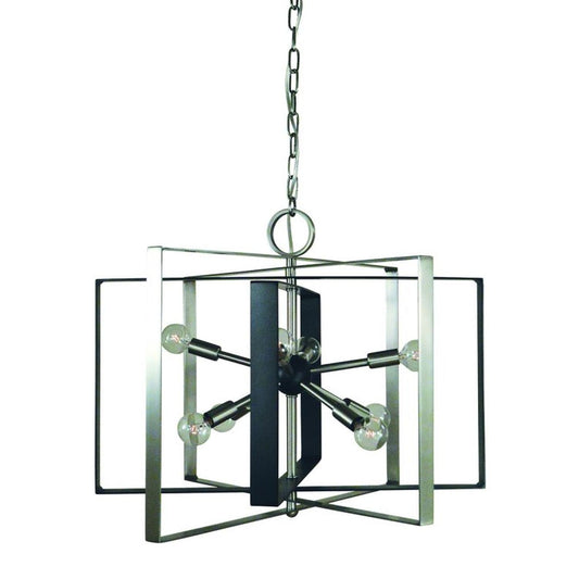 8-Light Brushed Nickel/Matte Black Interstellar Dining Chandelier - L1096 BN/MBLACK by Framburg