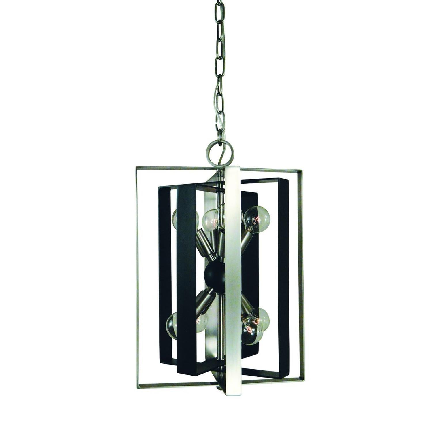 8-Light Brushed Nickel/Matte Black Interstellar Foyer Chandelier - L1098 BN/MBLACK by Framburg