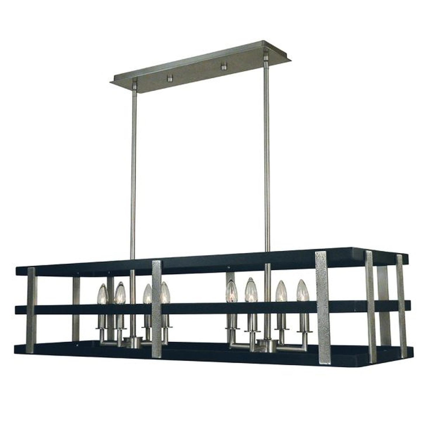 8-Light Brushed Nickel/Matte Black Montreaux Island Chandelier - L1038 BN/MBLACK by Framburg