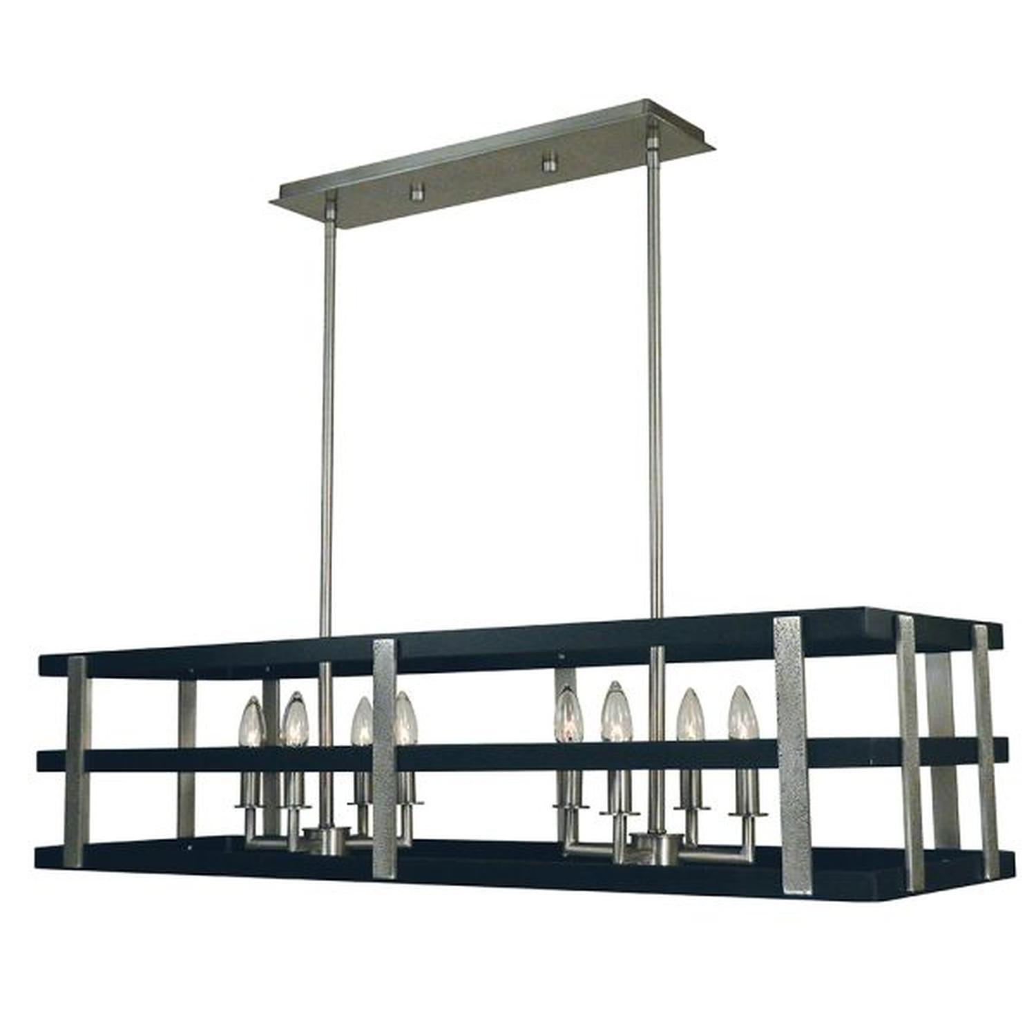 8-Light Brushed Nickel/Matte Black Montreaux Island Chandelier - L1038 BN/MBLACK by Framburg