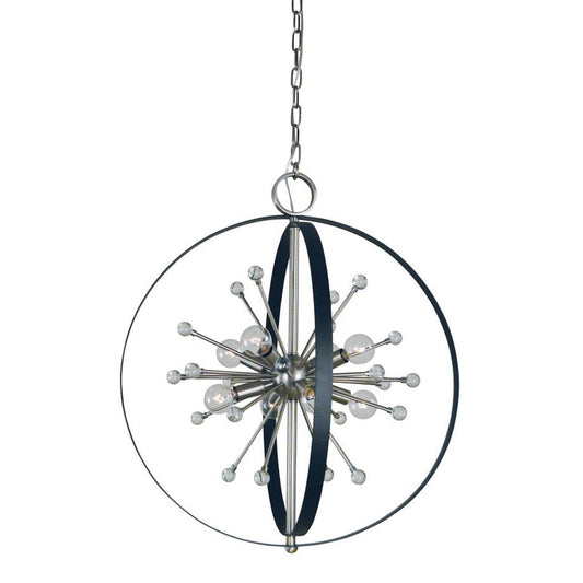 8-Light Brushed Nickel/Matte Black Nucleus Dining Chandelier - L1108 BN/MBLACK by Framburg