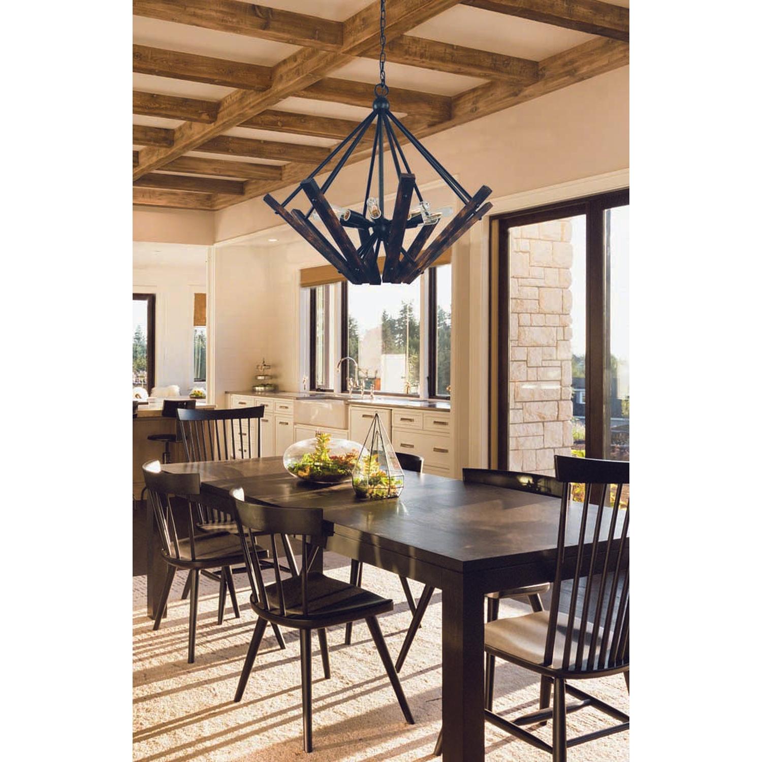 8-Light Matte Black Rustic Chic Chandelier - 5288 MBLACK by Framburg