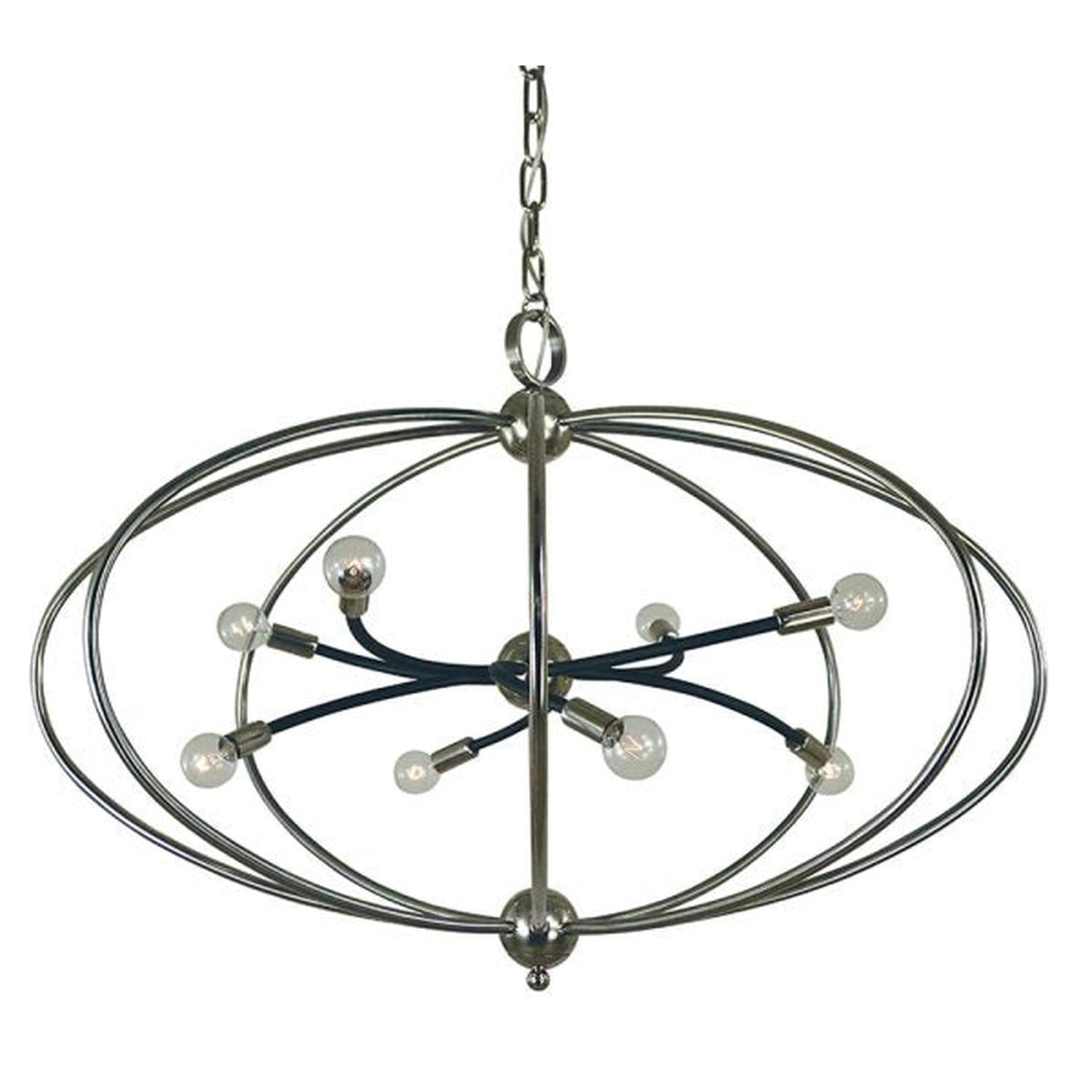 8-Light Polished Nickel/Matte Black Orbit Dining Chandelier - 4949 PN/MBLACK by Framburg