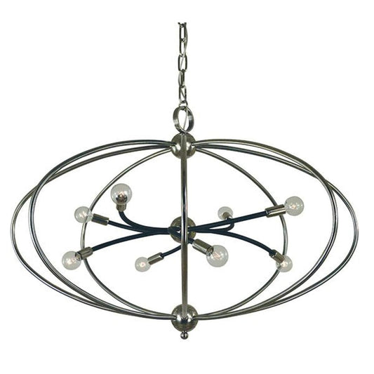 8-Light Polished Nickel/Matte Black Orbit Dining Chandelier - 4949 PN/MBLACK by Framburg