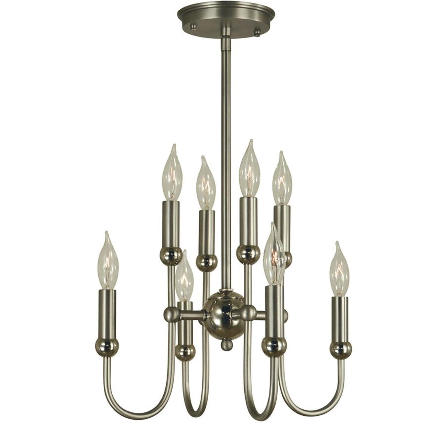 8-Light Satin Pewter/Polished Nickel Nicole Dinette Chandelier - 4794 SP/PN by Framburg