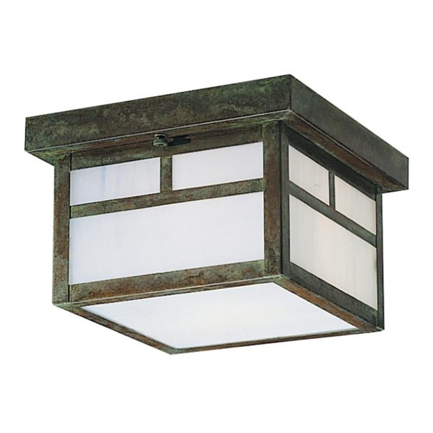 8″ Mission Flush Ceiling Mount With T-Bar Overlay - MCM-8TWO-VP - Verdigris Patina by Arroyo Craftsman
