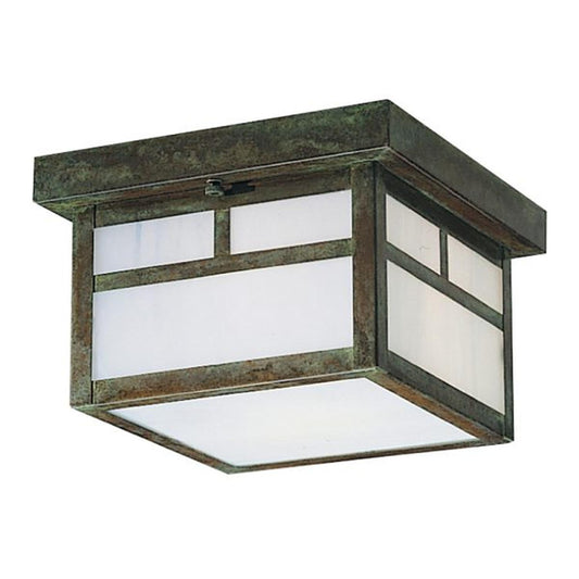 8″ Mission Flush Ceiling Mount With T-Bar Overlay - MCM-8TWO-VP - Verdigris Patina by Arroyo Craftsman