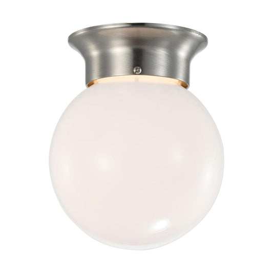 8 Watt - 6 inch - LED Flush Mount Fixture - 3000K - Dimmable - Brushed Nickel - Frosted Glass - Satco 62-1565