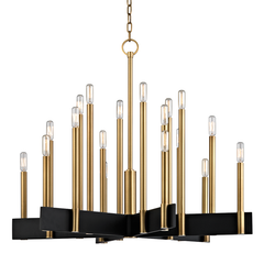 Hudson Valley Lighting Abrams 18-Light Chandelier, Aged Brass, Adjustable 35-84" Height, UL Damp Rated