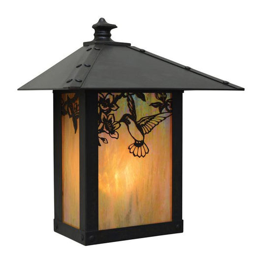 9″ Evergreen Flush Wall Mount With Hummingbird Filigree - EW-9HFGW-BZ - Bronze by Arroyo Craftsman