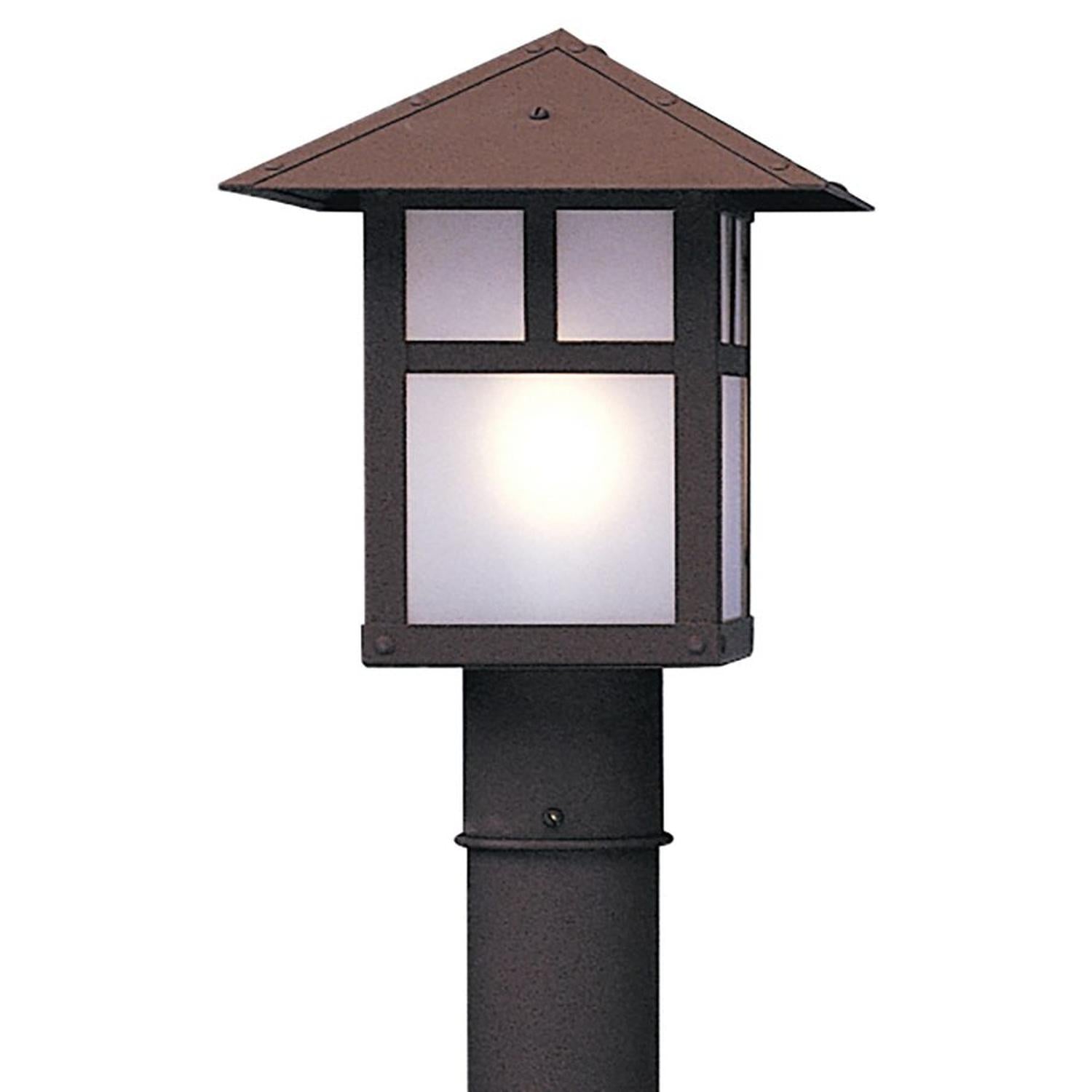 9″ Evergreen Post Mount With T-Bar Overlay - EP-9TF-RB - Rustic Brown by Arroyo Craftsman