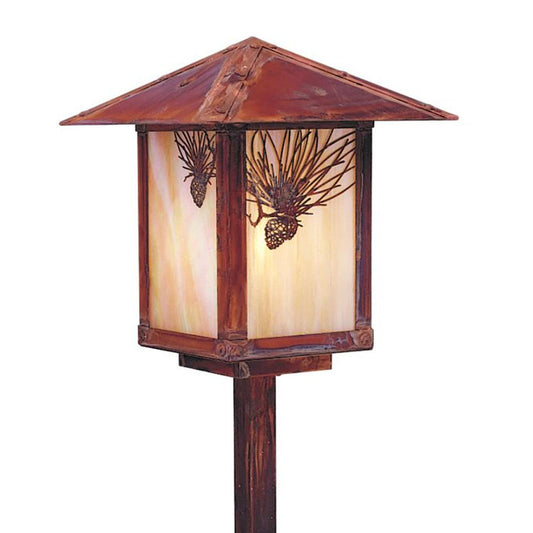 9″ Evergreen Stem Mount With Pine Needle Filigree - ESP-9PFGW-RC - Raw Copper by Arroyo Craftsman