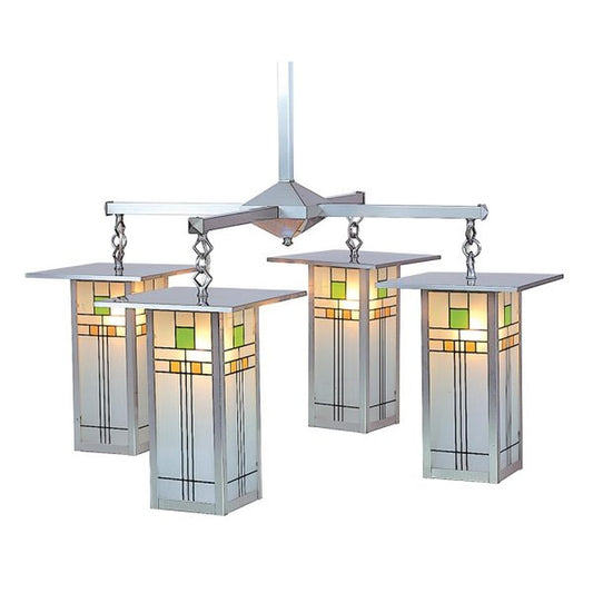 9″ Franklin Long Body 4 Light Chandelier - FCH-9L/4C-P - Pewter by Arroyo Craftsman