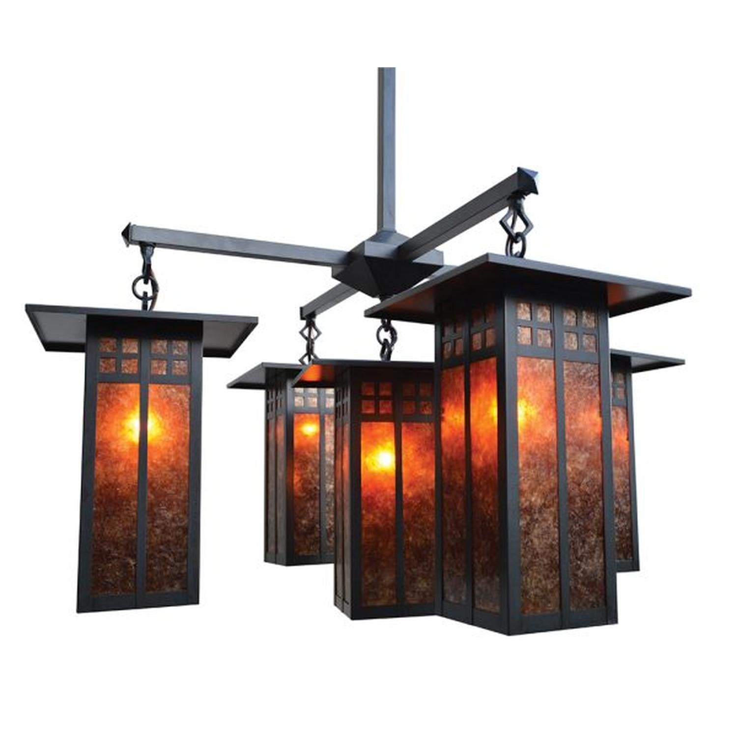 9″ Glasgow Long Body 4 Light Chandelier, Center Light - GCH-9L/4-1M-BZ - Bronze by Arroyo Craftsman