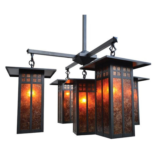 9″ Glasgow Long Body 4 Light Chandelier, Center Light - GCH-9L/4-1M-BZ - Bronze by Arroyo Craftsman