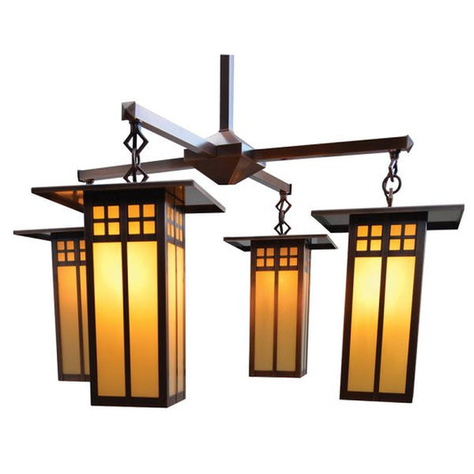 9″ Glasgow Long Body 4 Light Chandelier - GCH-9L/4CR-BZ - Bronze by Arroyo Craftsman