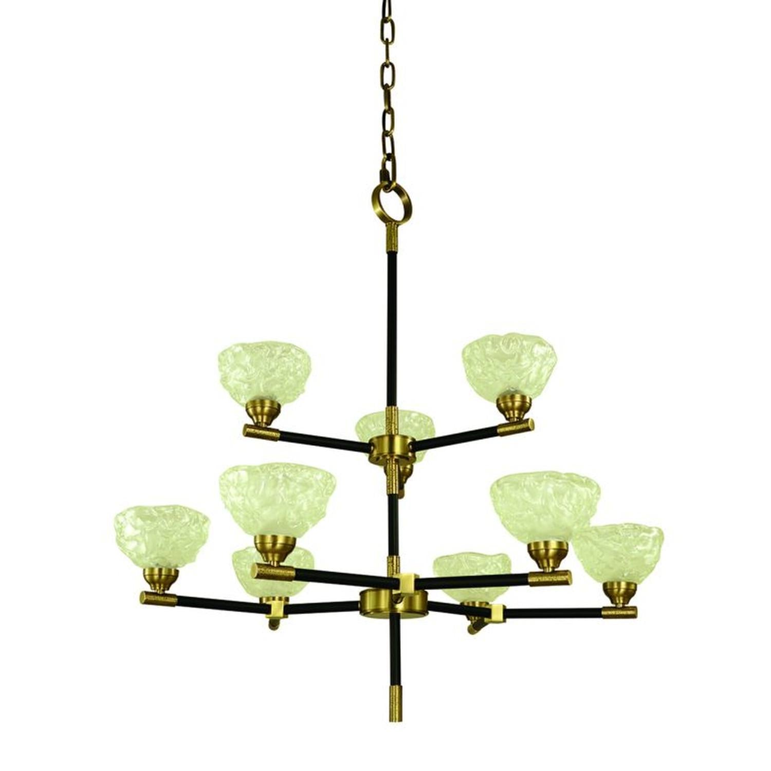 9-Light Antique Brass With Matte Black Accents Dining Chandelier - 5699 AB/MBLACK by Framburg