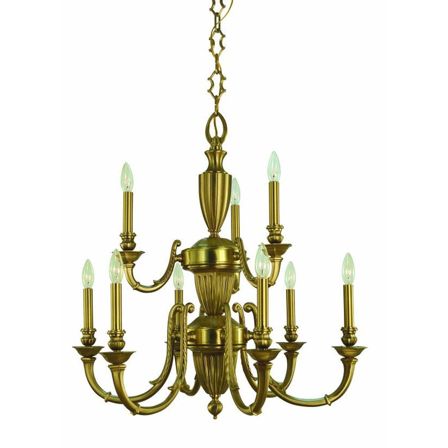 9-Light Brushed Brass Wellesley Dining Chandelier - 5949 BR by Framburg