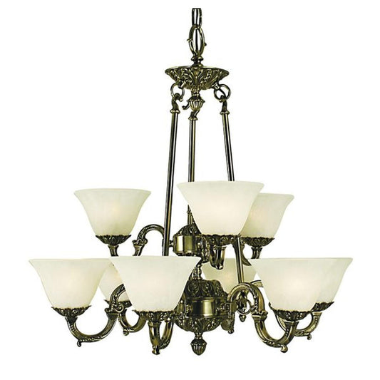 9-Light French Brass Napoleonic Dining Chandelier - 7889 FB/WH by Framburg