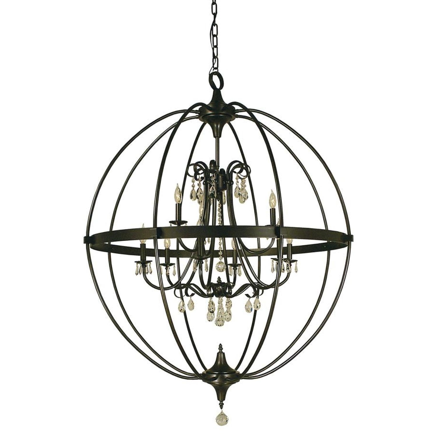 9-Light Mahogany Bronze Compass Chandelier - 1070 MB by Framburg