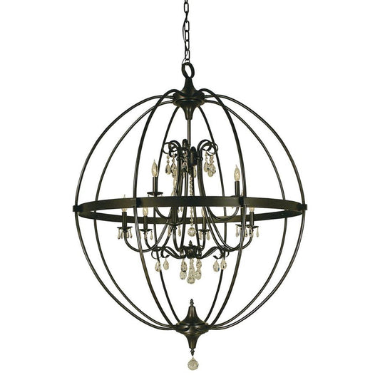 9-Light Mahogany Bronze Compass Chandelier - 1070 MB by Framburg