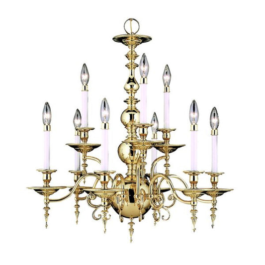 9-Light Polished Brass Kensington Dining Chandelier - 7449 PB by Framburg