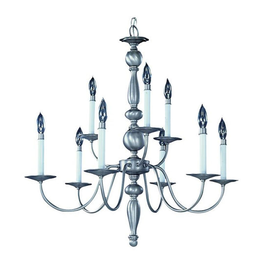 9-Light Satin Pewter Jamestown Dining Chandelier - 7919 SP by Framburg