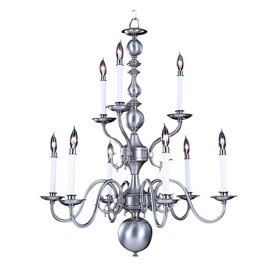9-Light Satin Pewter Jamestown Dining Chandelier - 9129 SP by Framburg
