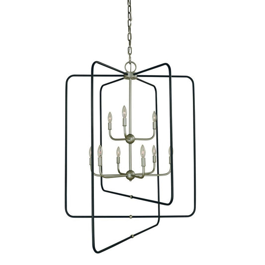 9-Light Satin Pewter With Matte Black Accents Montrose Foyer Chandelier - 5429 SP/Mblack by Framburg