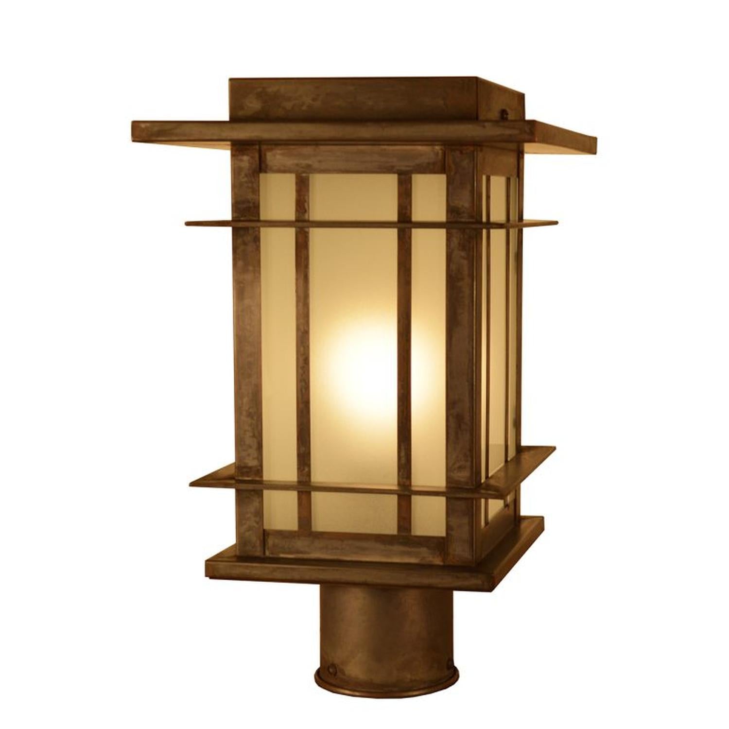 9″ Oak Park Post Mount - OPP-9F-MB - Antique Copper by Arroyo Craftsman