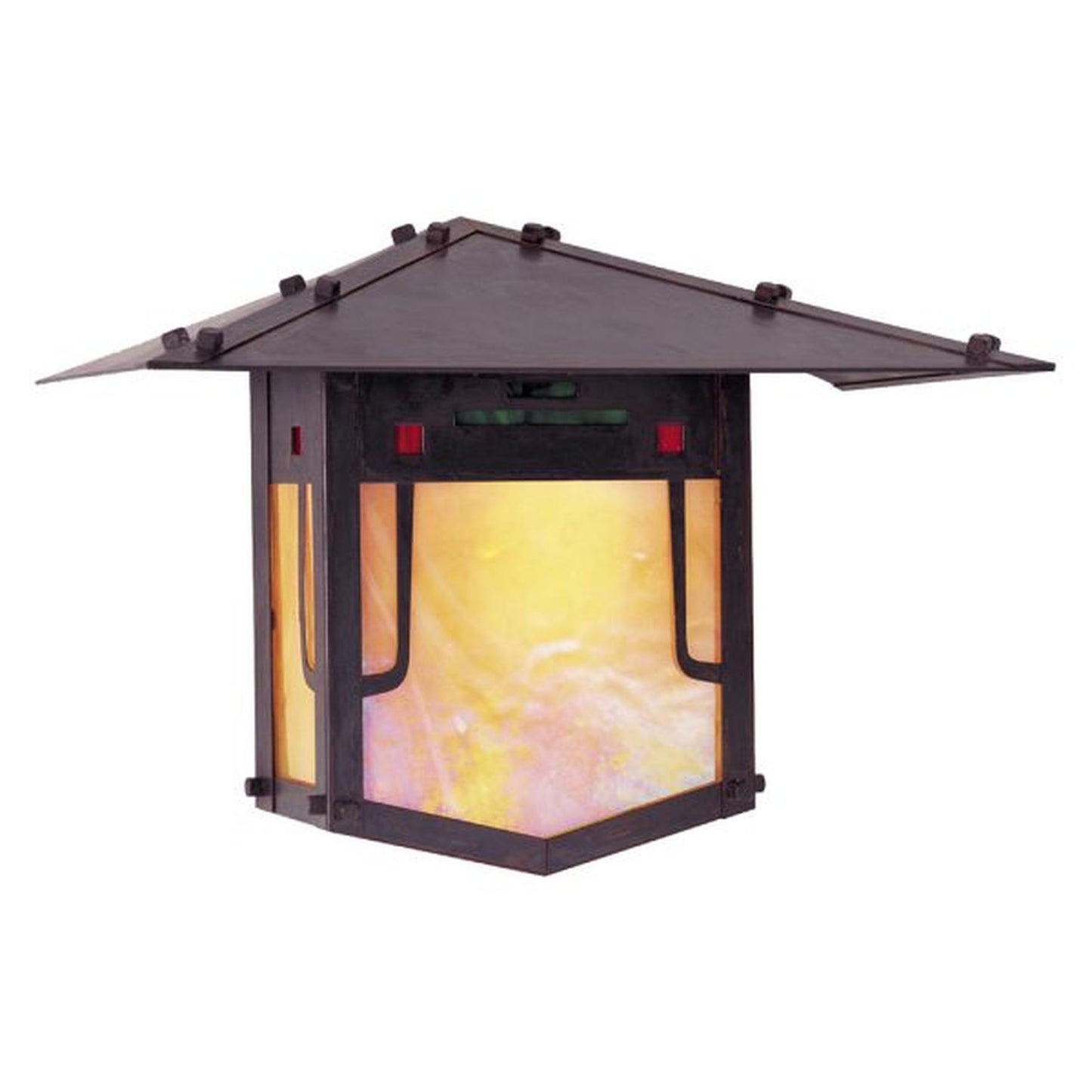 9″ Pagoda Flush Wall Mount - PDW-9GRC-BZ - Bronze by Arroyo Craftsman