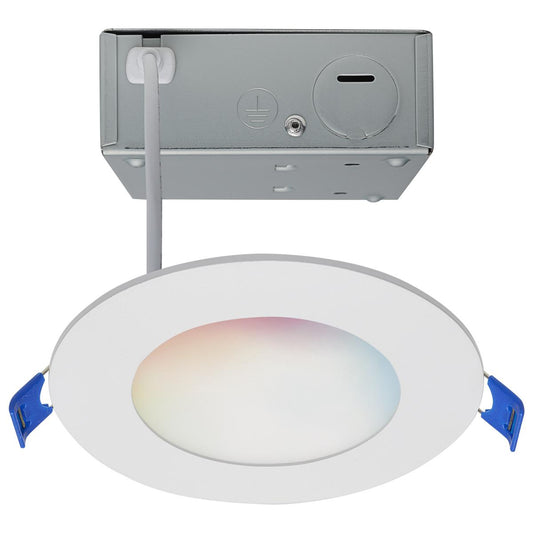9 Watt - LED Direct Wire - Low Profile Downlight - 4 Inch Round - Starfish IOT - Tunable White and RGB - 120 Volt - 90 CRI - White Finish - Satco S11560