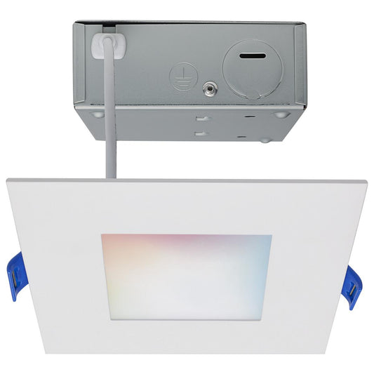 9 Watt - LED Direct Wire - Low Profile Downlight - 4 Inch Square - Starfish IOT - Tunable White and RGB - 120 Volt - 90 CRI - White Finish - Satco S11561