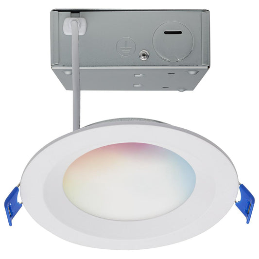 9 Watt - LED Direct Wire - Low Profile Regress Baffle Downlight - 4 Inch Round - Starfish IOT - Tunable White and RGB - 120 Volt - 90 CRI - White Finish - Satco S11564