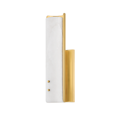Lucio Sconce by Hudson Valley Lighting, Aged Brass Wall Light with Alabaster Shade, 450 Lumens