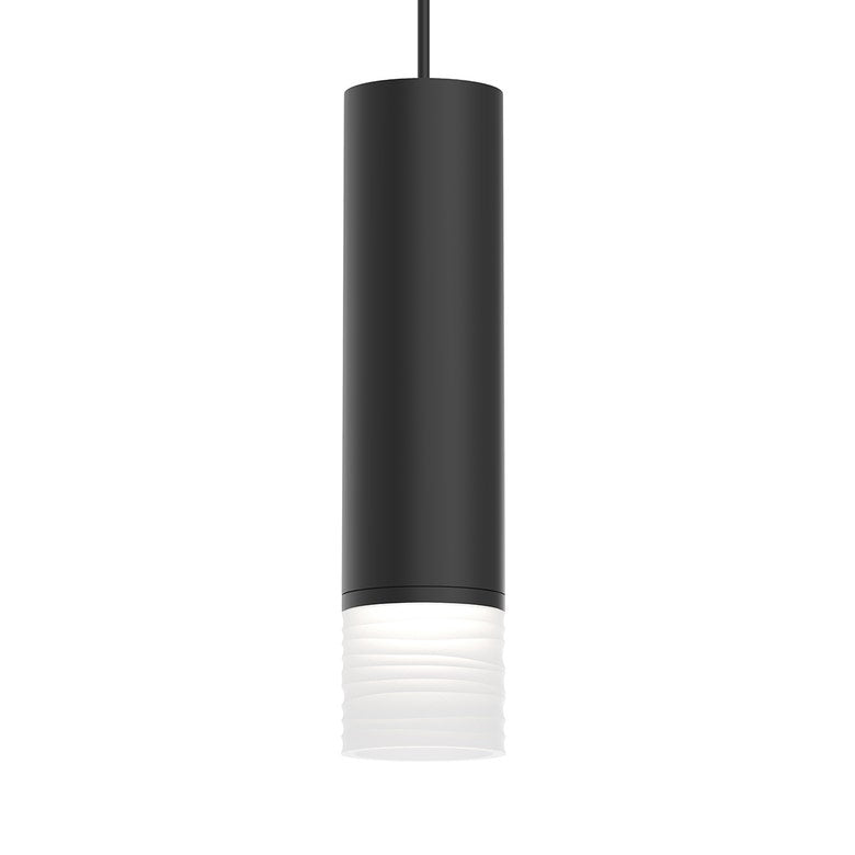 ALC 3-Inch LED Pendant Light, 3000K Dimmable Etched Ribbon Glass, Satin Black Finish by SONNEMAN