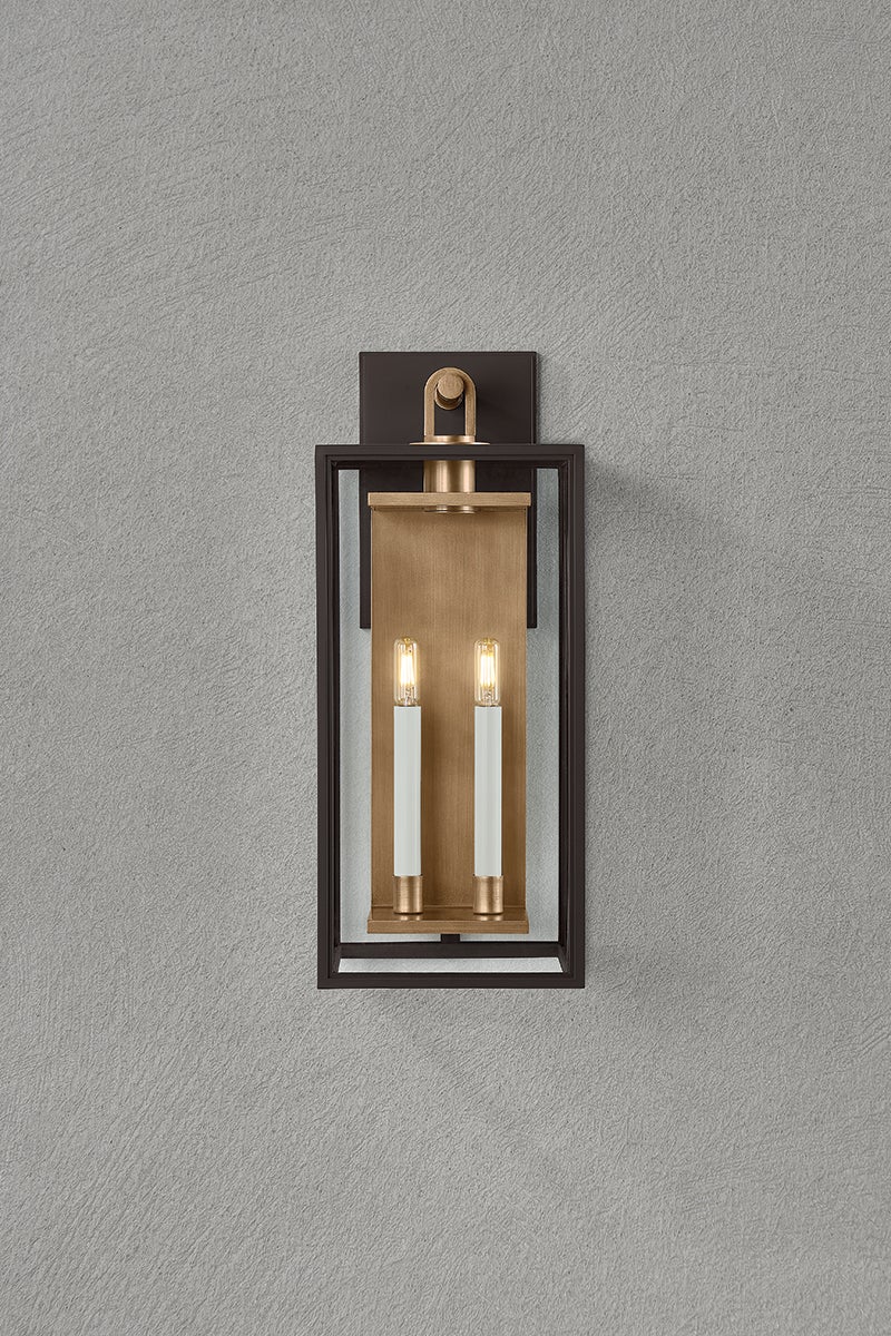 Troy Lighting Arnold Large Exterior Wall Sconce, 24.25" High, True Bronze & Patina Brass, ETL Wet Rated
