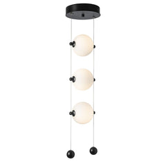 Abacus 3-Light LED Pendant by Hubbardton Forge with Customizable Glass Globes and Dimmable Function