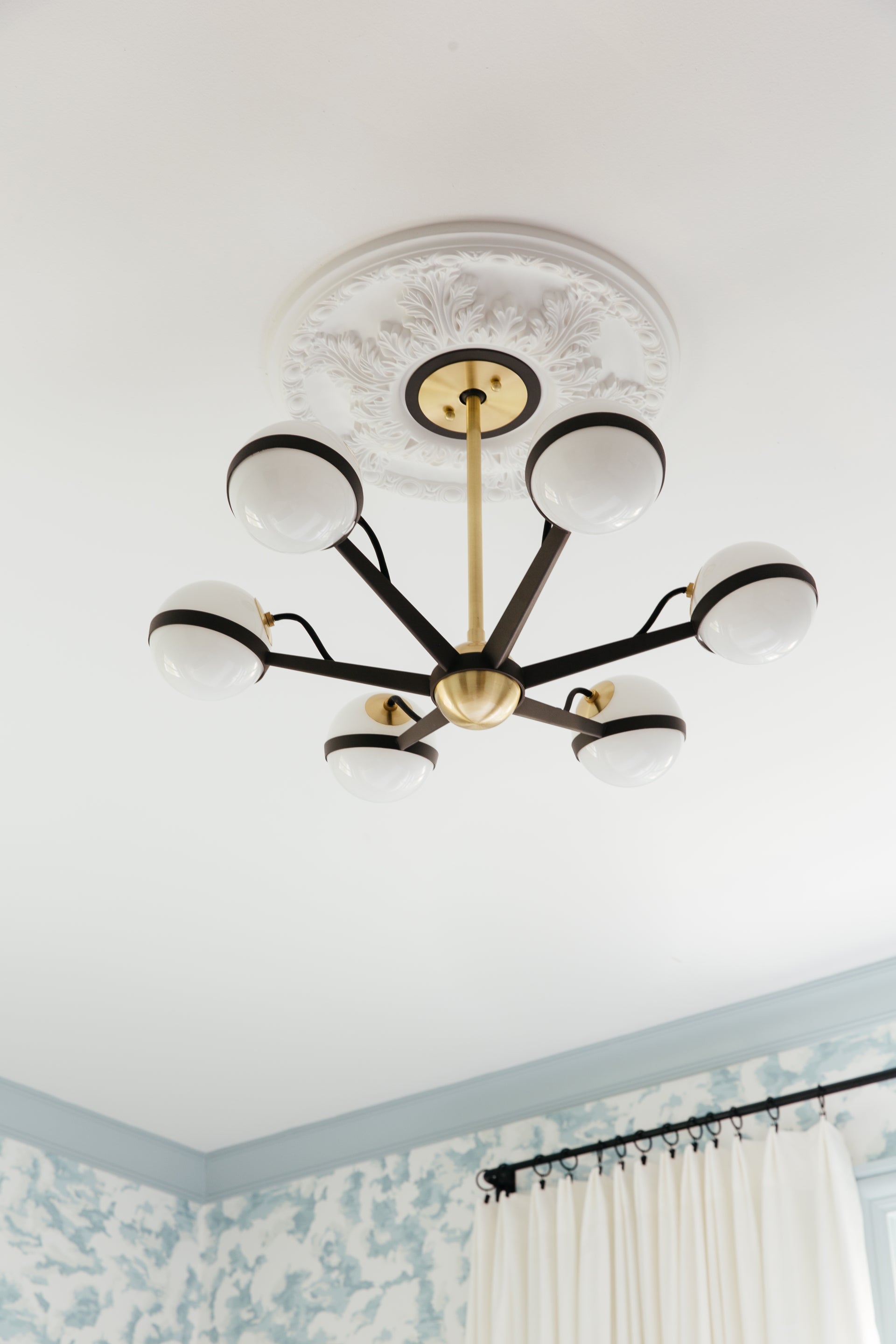 Ace Chandelier by Troy Lighting F5303-TBZ/BBA, Dimmable, Versatile Design, Opal Glass Shade
