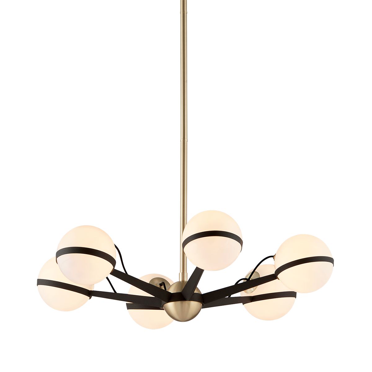 Ace Chandelier by Troy Lighting F5303-TBZ/BBA, Dimmable, Versatile Design, Opal Glass Shade
