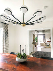 Ace Large Chandelier by Troy Lighting F5306-TBZ/BBA, 10 Light Modern Geometric Design, Opal Glass Shades